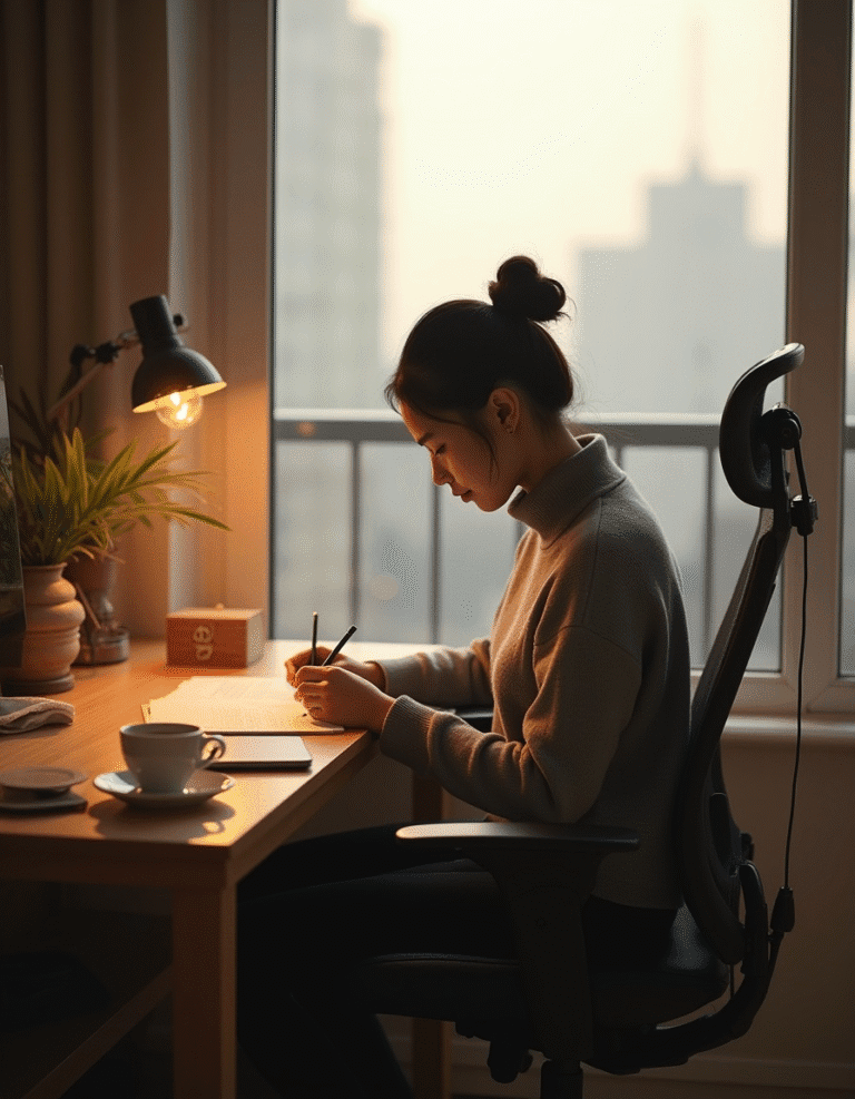 Organização de gavetas e tomadas embutidas em home office planejado.