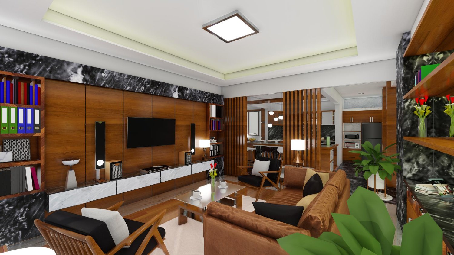 Living de apartamento para investimento, com móveis planejados neutros e funcionais que ampliam o apelo de mercado.