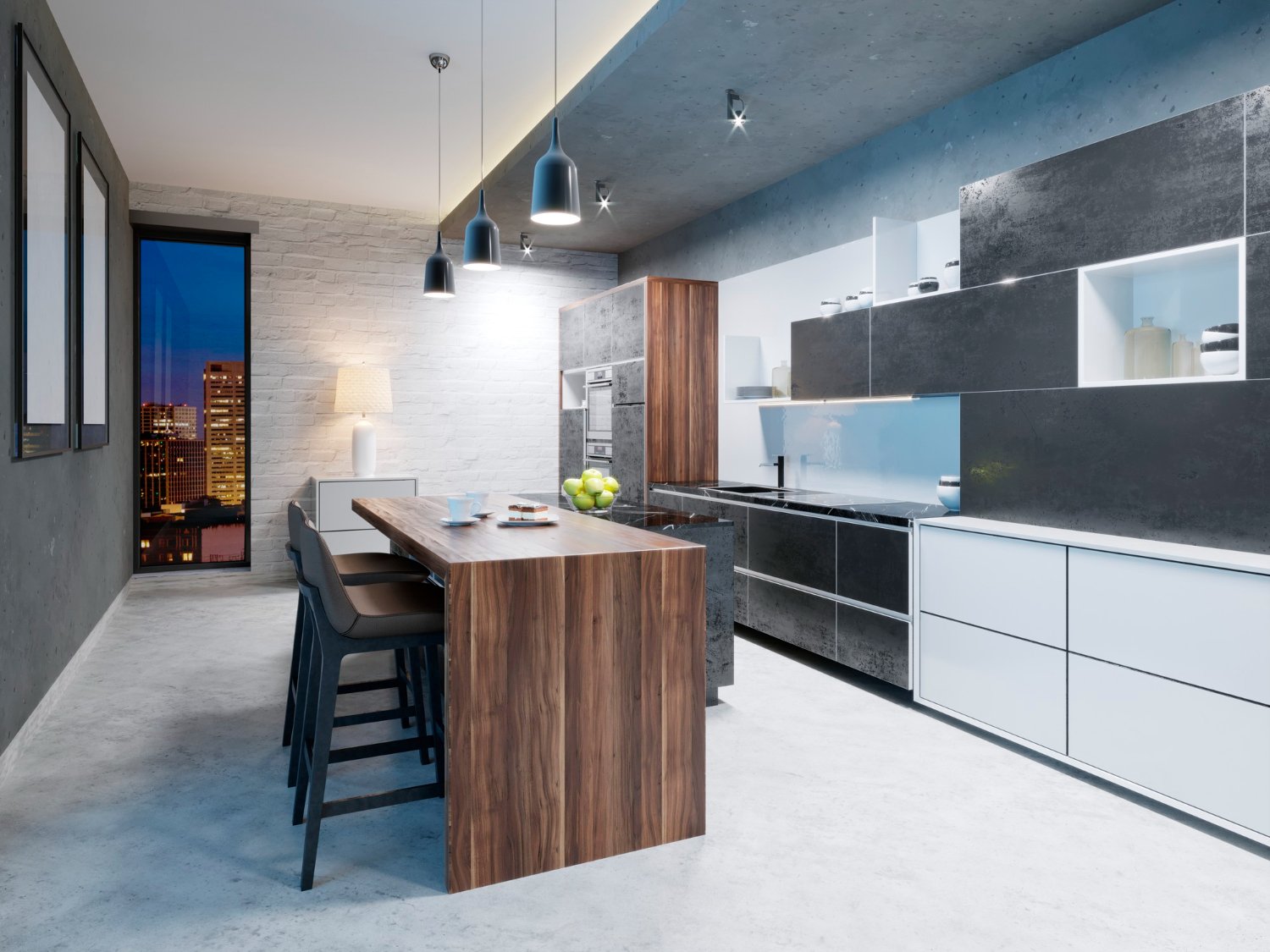 Cozinha planejada moderna e bem iluminada, pronta para ser planejada com um checklist.