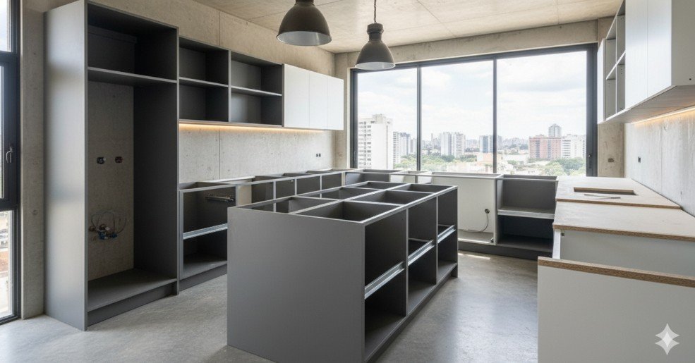 Móvel planejado de alto padrão em MDF e MDP.