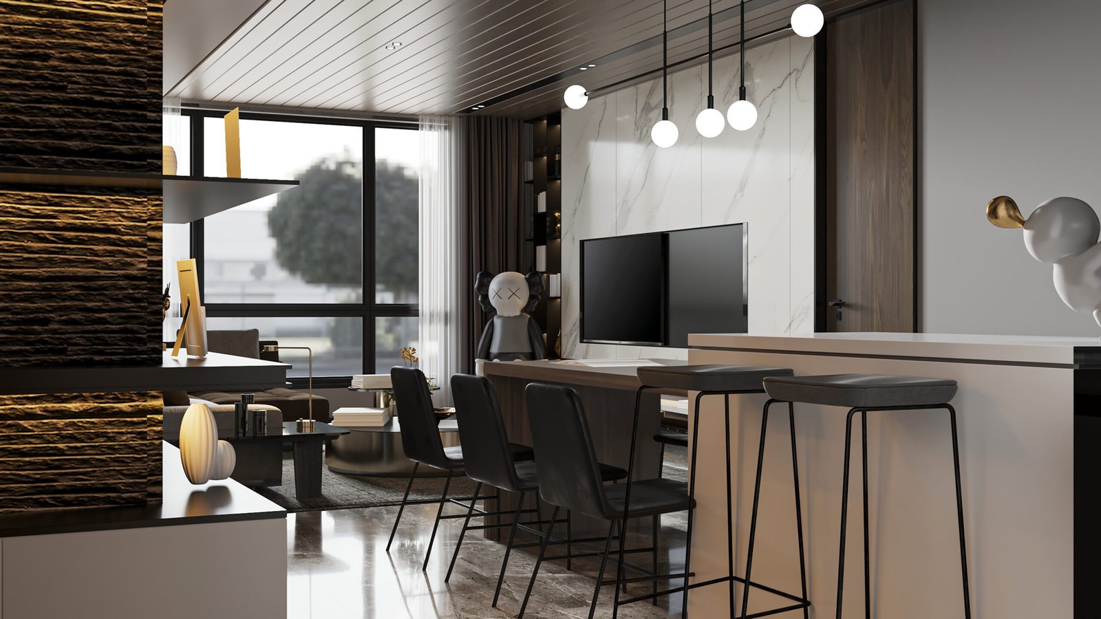 Visão interna de fábrica de móveis planejados de alta tecnologia.