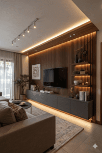 A sala é o cartão de visitas da casa. Descubra como projetar painéis de TV de alto padrão, integrar a varanda gourmet e usar a marcenaria para esconder fios e ampliar o espaço.