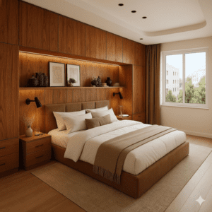 cabeceira planejada, móveis quarto casal, quarto pequeno planejado, guarda-roupa casal com espelho, painel de tv quarto.