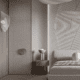 Sala de estar integrada ao jardim através de grandes vãos de vidro de correr com trilhos embutidos no piso. Design minimalista ProjeFácil.